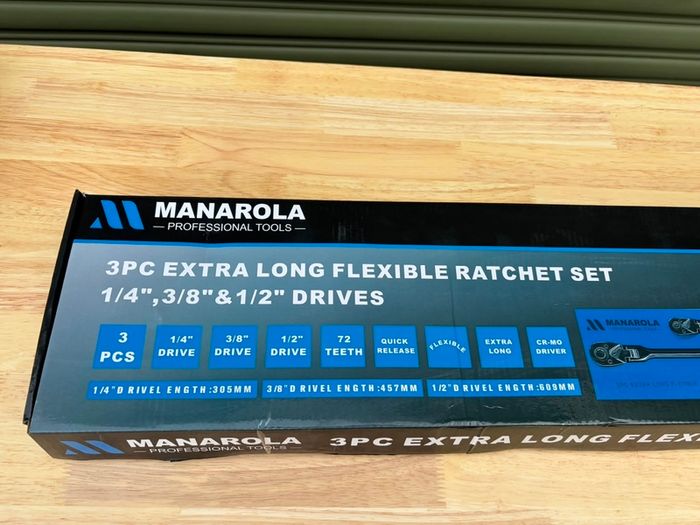 MANAROLA 3-Piece Extra Long Flexible Ratchet Set