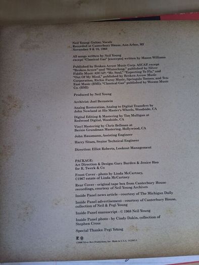 Neil Young Sugar Mountain 200g Original