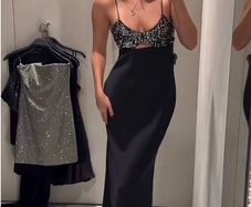 Zara black sequined V-neck dress, new