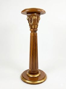 Carved French Fruit Wood & Parcel Gilt Pedestal