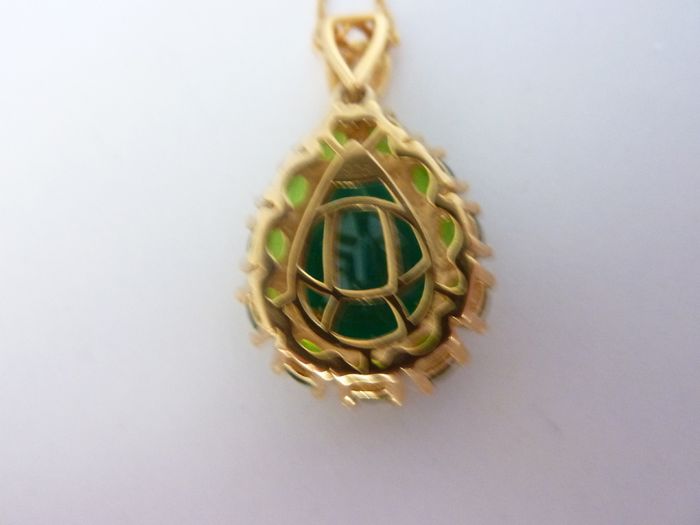 Sterling silver, 14k gold plated, green onyx & diopside pendant & necklace