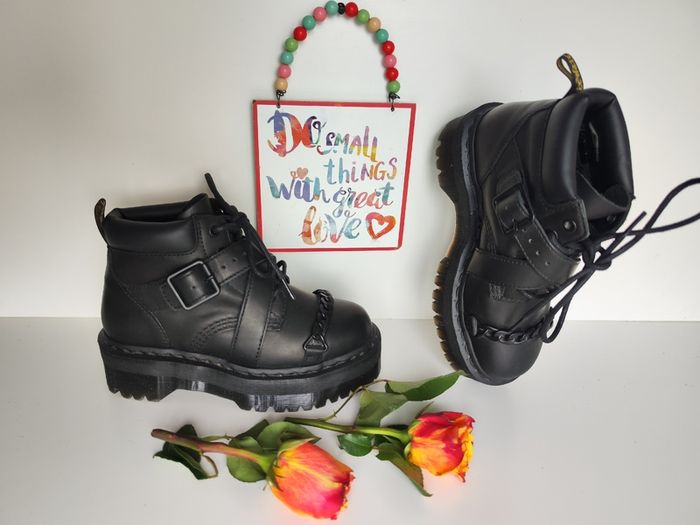 RARE Dr Doc Martens Beaumann chain black platform quad boots UK3 EU36 US5
