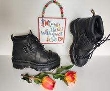 RARE Dr Doc Martens Beaumann chain black platform quad boots UK3 EU36 US5