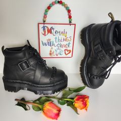 RARE Dr Doc Martens Beaumann chain black platform quad boots UK3 EU36 US5