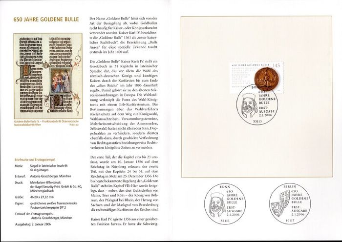2006 Bundes Republic Deutschland (Germany) Federal Annual Stamp EFT Collection with 50 Images of contents