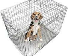 Silver Standard Medium 30-inch Folding 2-Door Dog Cage/Crate with Metal Tray