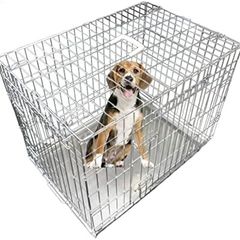 Silver Standard Medium 30-inch Folding 2-Door Dog Cage/Crate with Metal Tray