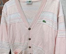 Vintage 80s Lacoste Wool Blend Knit Cardigan Womens