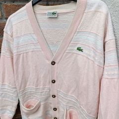 Vintage 80s Lacoste Wool Blend Knit Cardigan Womens