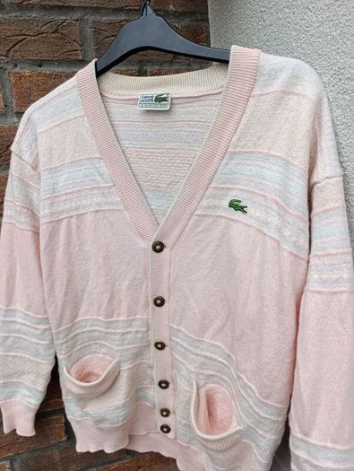 Vintage 80s Lacoste Wool Blend Knit Cardigan Womens