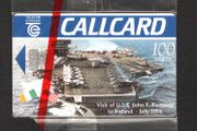 1996 Ireland 100 unit the visit of the U.S.S John. F. Kennedy (JFK) ship to Ireland in 1996 (Schlumberger SC7) Call Card Mint in packaging
