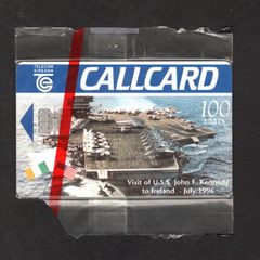 1996 Ireland 100 unit the visit of the U.S.S John. F. Kennedy (JFK) ship to Ireland in 1996 (Schlumberger SC7) Call Card Mint in packaging