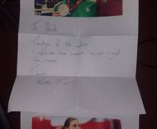 Signed photo and letter from athlete Kate O'Connor
