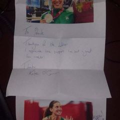 Signed photo and letter from athlete Kate O'Connor