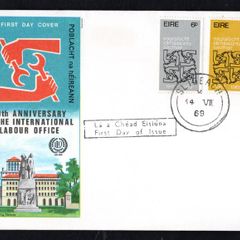 1969 Ireland 50th Anniversary of The International Labour Organisation Commemorative Stamps Illustrated Philart First Day Cover (FDC) with Sligeach (Sligo) steele cancel