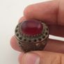 Ancient Brass Red CZ Ring  Rustic Collectible Jewellery Image 8