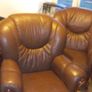 2 matching brown leather armchairs Image 3