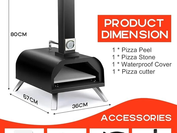 Foldable Outdoor Pizza Maker - 12" Stainless Steel Wood Pellets Oven