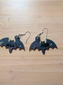 Handmade Halloween Bat Earrings