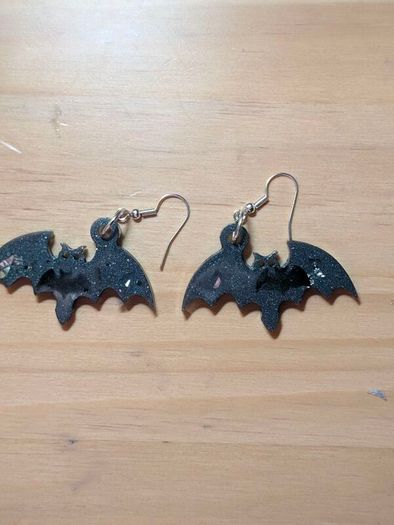 Handmade Halloween Bat Earrings
