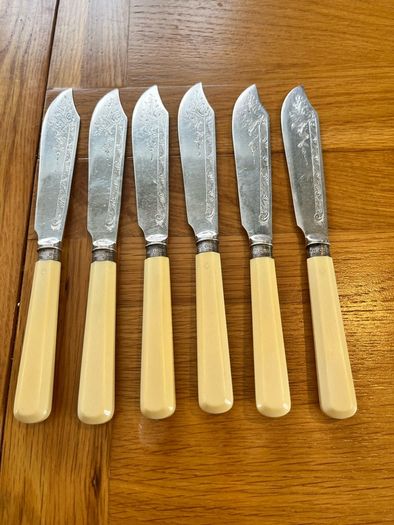 Antique 1901 Silver Collared Fish Set