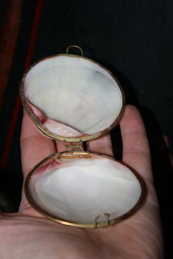 Vintage Genuine Clam Shell Compact Beautiful 2,4"