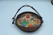 Vintage Japanese "Samurai" Brand Woven Rattan Basket Dish