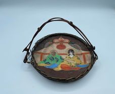 Vintage Japanese "Samurai" Brand Woven Rattan Basket Dish