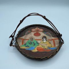Vintage Japanese "Samurai" Brand Woven Rattan Basket Dish
