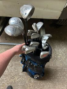 golf clubs and bag
