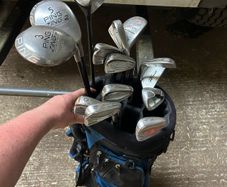 golf clubs and bag