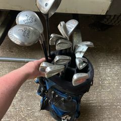 golf clubs and bag