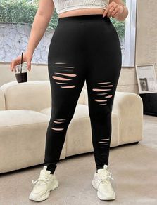 Classy Black Ripped Leggings size 20