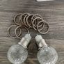 Red burnt orange flower print / cream curtains Image 3