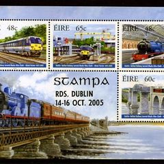 2005 Ireland Stampa Members Souvenir Railways Miniature Sheet Overprinted for Stampa Mint Never Hinged (MNH)