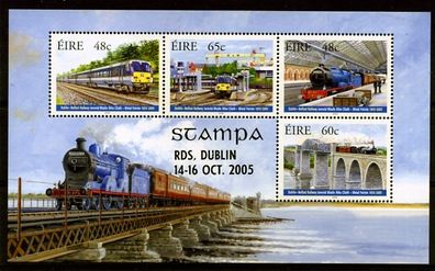 2005 Ireland Stampa Members Souvenir Railways Miniature Sheet Overprinted for Stampa Mint Never Hinged (MNH)