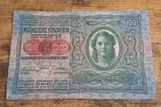Austria-Hungary, 100 Kronen banknote, 2 January 1912, circulated, with overprint - free standard postage