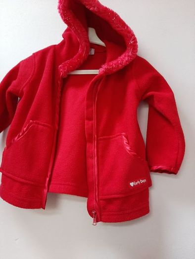 Red fleece hood 6/12 months