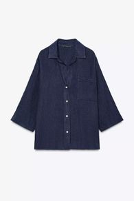 Zara blue linen blouse