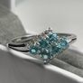 Sterling silver ring with Blue Apatite and Natural Zircon. Image 6