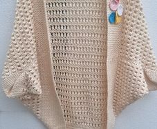 Hand Knit  Cream Wool Shrug