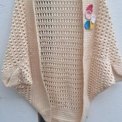 Hand Knit  Cream Wool Shrug