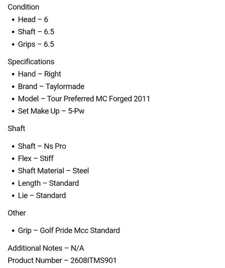 Taylormade Tour Preferred MC Forged 2011 Irons / 5-Pw / Ns Pro Stiff