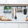 Kitchen Wall Organiser, Metal Hanging Storage with 2 Hooks, Small Shelf, Kitchen Utensil Holder and Spice Rack, Matte Black, 63.8 x 14.5 x 23.8 cm Image 3