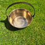 19th-century antique solid brass preserving pan with a hand-forged iron swing handle. Image 2