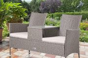Garden Bench Weatherproof Polyrattan Table Cushions 320 kg Load Capacity UV-Resistant Garden Balcony Bench Furniture Bench 2-Seater 143 x 55 x 88 cm Cream