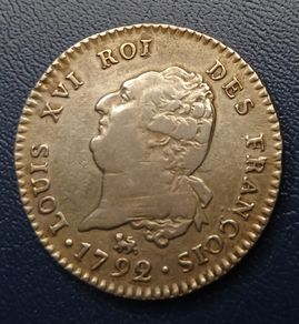 France, King Louis XVI, 1792, 30 Sols Silver Coin.