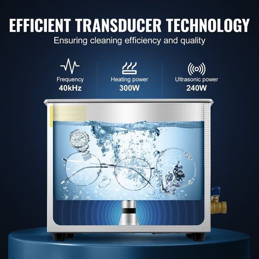 Professional Ultrasonic Cleaner, 9.5 L Ultrasonic Jewellery Cleaner with Digital Timer & Heater,