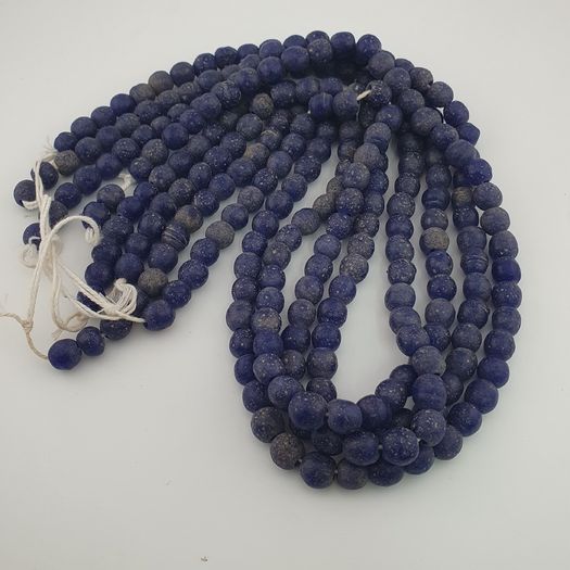 Antique African Style Cobalt Blue 9 -10mm Glass Beads Strands