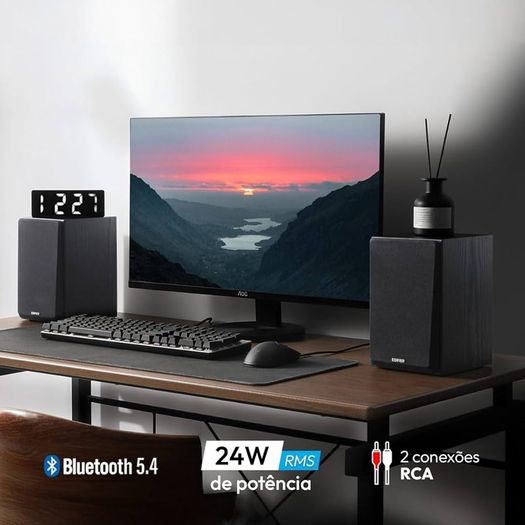 Bluetooth 5.4 Bookshelf Speakers, 2.0 Active Multimedia Speaker, 24W Output Power, RCA/AUX/Bluetooth Inputs, Digital Audio Processing, MDF Enclosure, App Control, for PC/Smartphone/TV